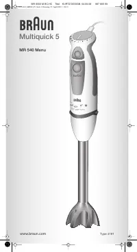 Braun MR540 Menu