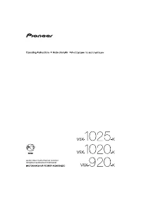 Pioneer VSX-920 / VSX-1020 / VSX-1025