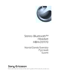 Sony Ericsson HBH-DS970 St