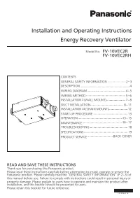 Panasonic FV 10VEC2R