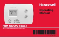 Honeywell PRO TH3000 Series 