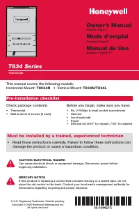 Honeywell Thermostat T834 