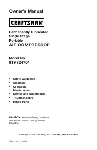 Craftsman AIR COMPRESSOR 919.724701 