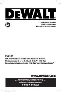 Dewalt DCG414T2 TYPE 1